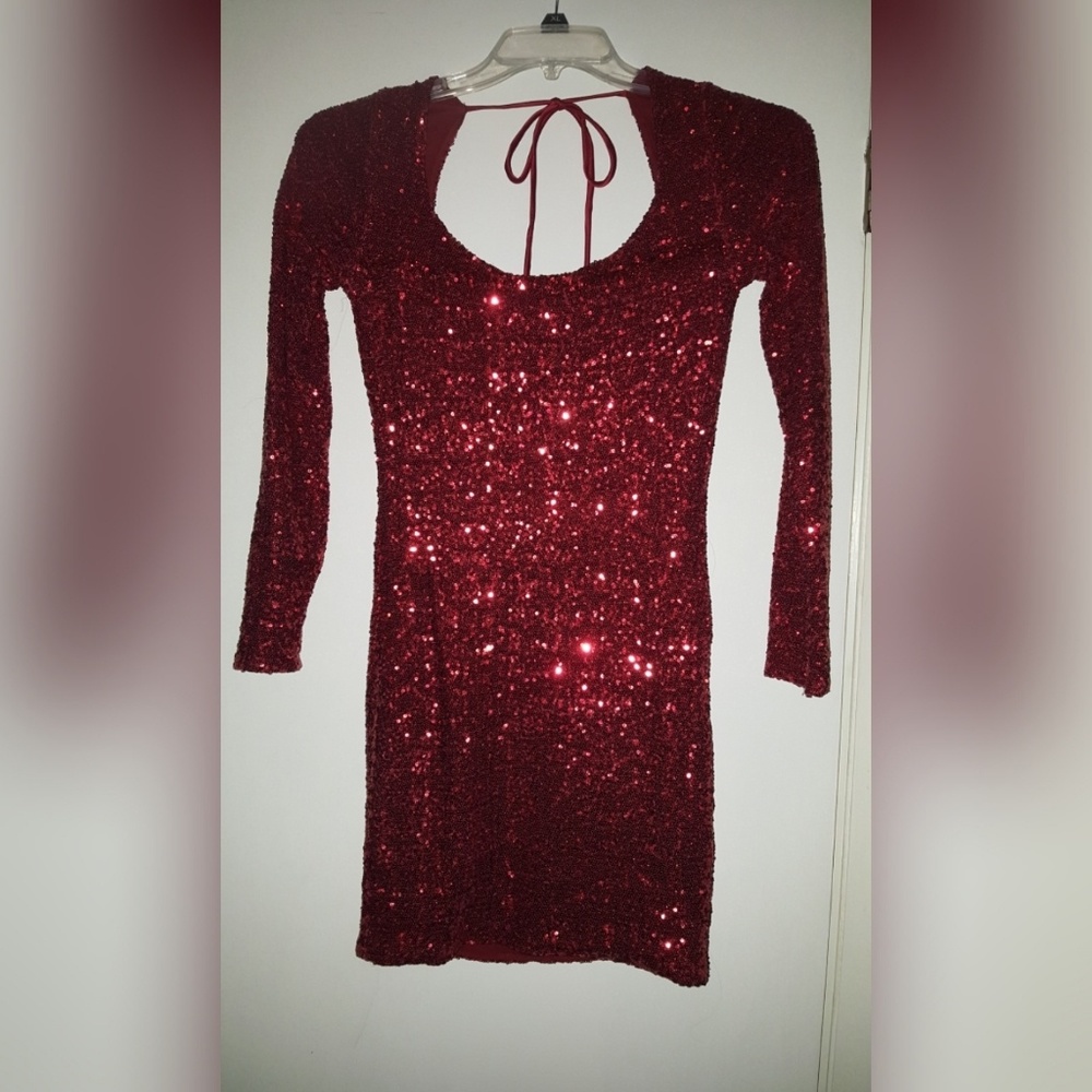Red sequin mini dress